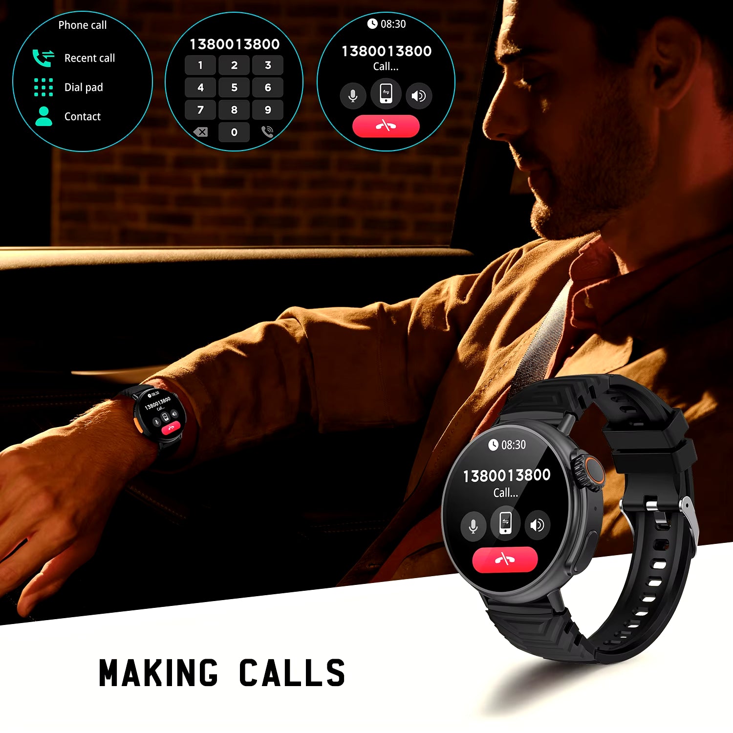 Sport Smart Watch Bluetooth Call Men Sports Fitness Tracker Heart Rate Monitor Music Playback Smartwatch for Android IOS