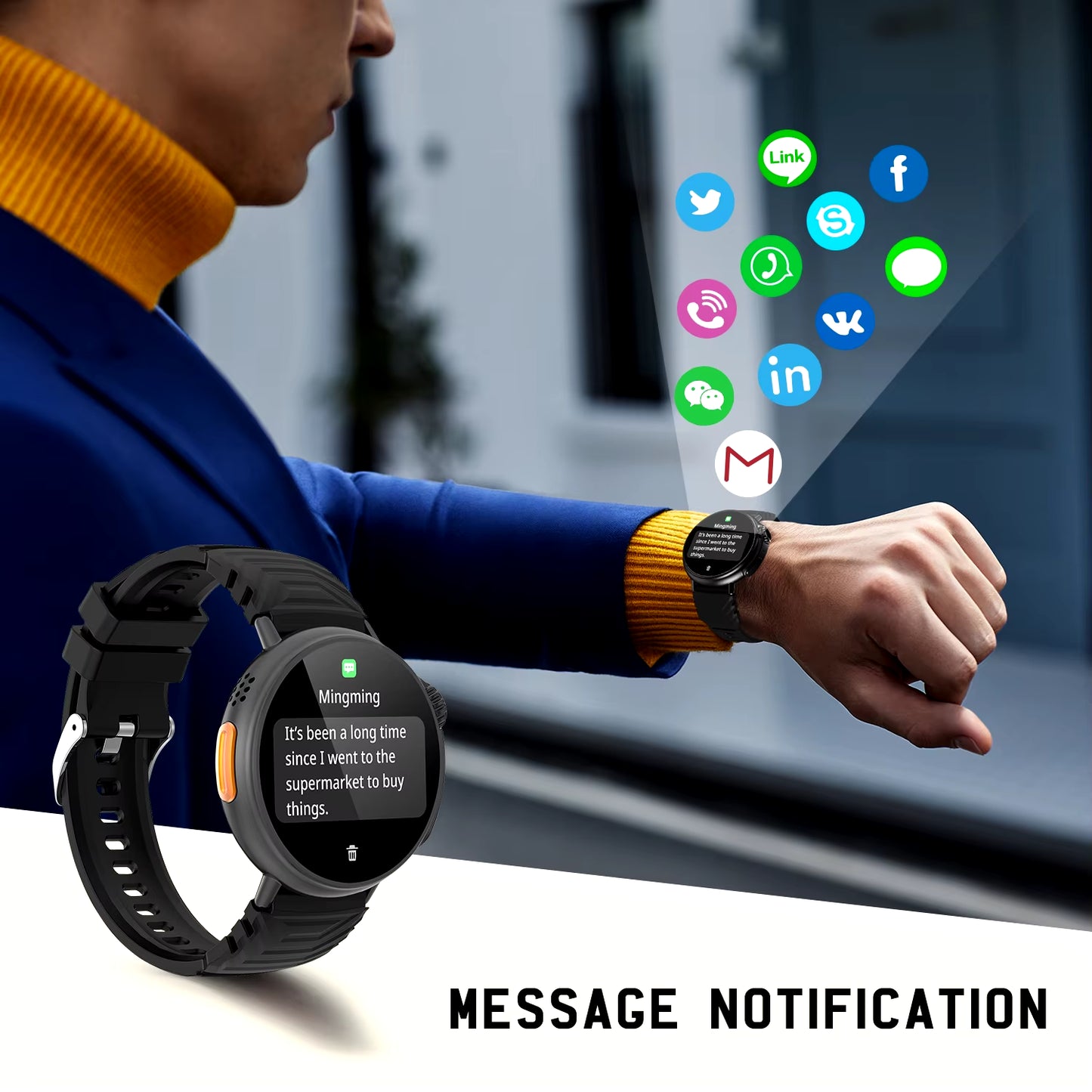 Sport Smart Watch Bluetooth Call Men Sports Fitness Tracker Heart Rate Monitor Music Playback Smartwatch for Android IOS