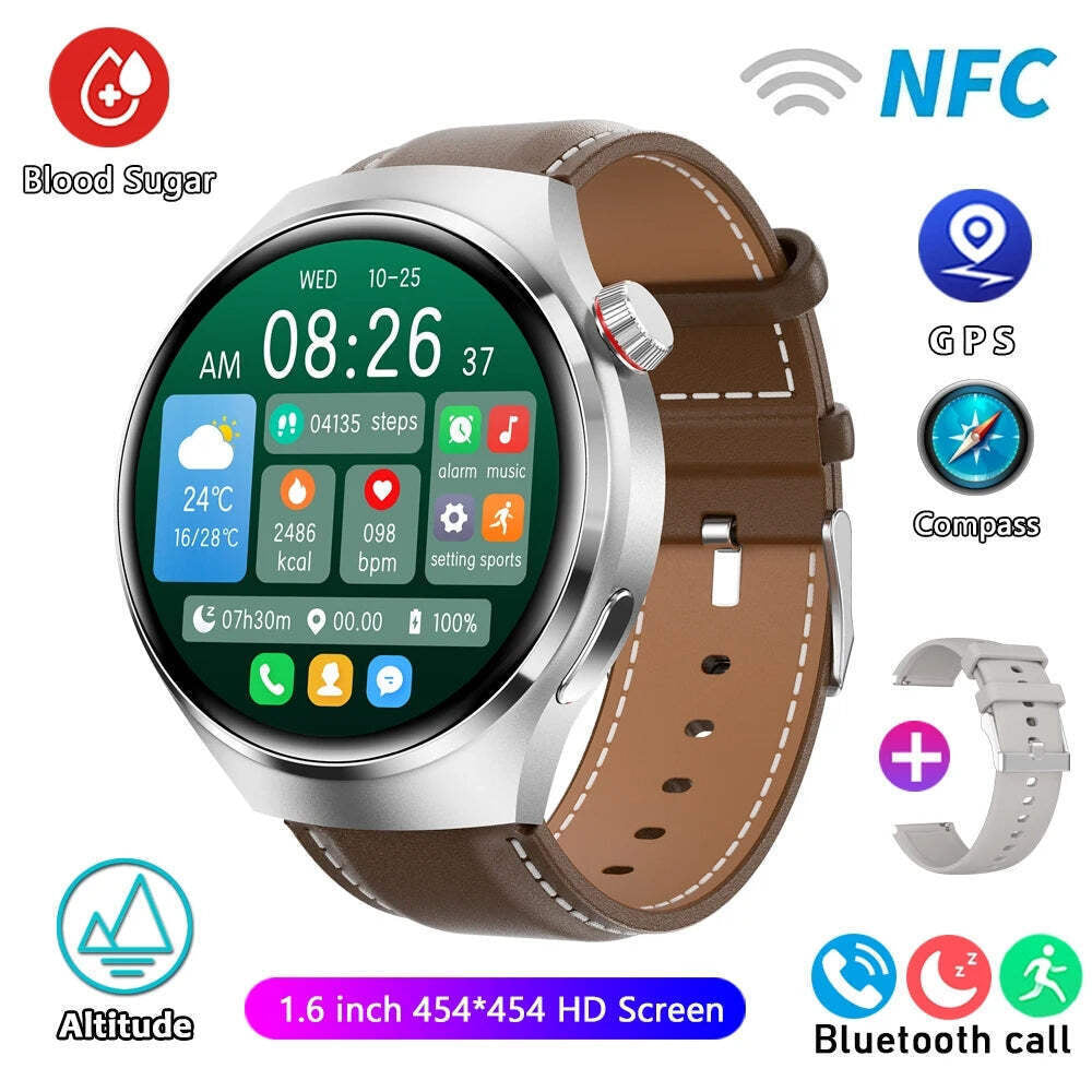 For HUAWEI GT4 Pro GPS NFC Smart Watch Men 360*360 AMOLED Screen Heart Rate Blue