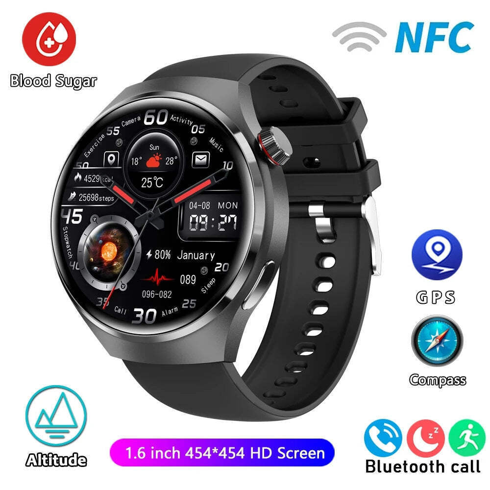 For HUAWEI GT4 Pro GPS NFC Smart Watch Men 360*360 AMOLED Screen Heart Rate Blue