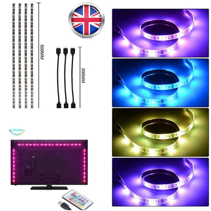 TV Backlight LED Strip Lights USB RGB 5050 Lighting Strips + Remote Control UK