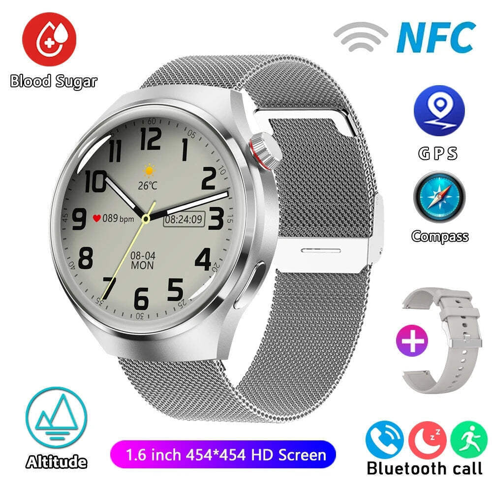 For HUAWEI GT4 Pro GPS NFC Smart Watch Men 360*360 AMOLED Screen Heart Rate Blue