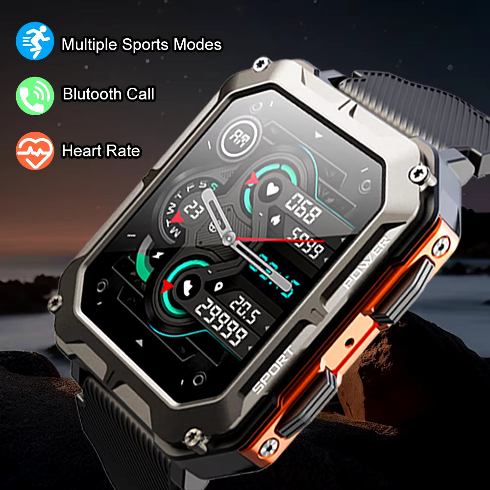 Smart Watch Men 1.83" Bluetooth Call IP68 Waterproof Fitness Tracker Heart Rate Monitor Custom Dials Outdoor Sports Smartwatch