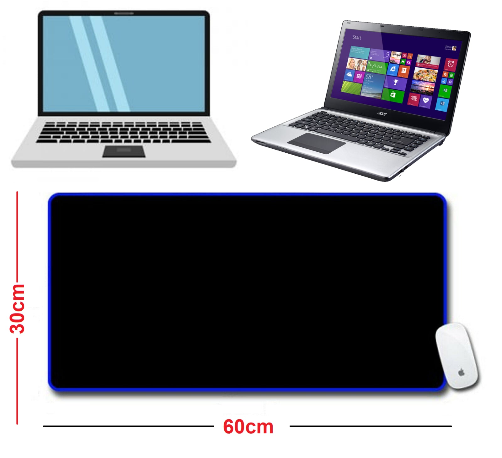 Extra Large XL Gaming Mouse Pad Mat for PC Macbook Laptop Anti-Slip 60Cm X 30Cm