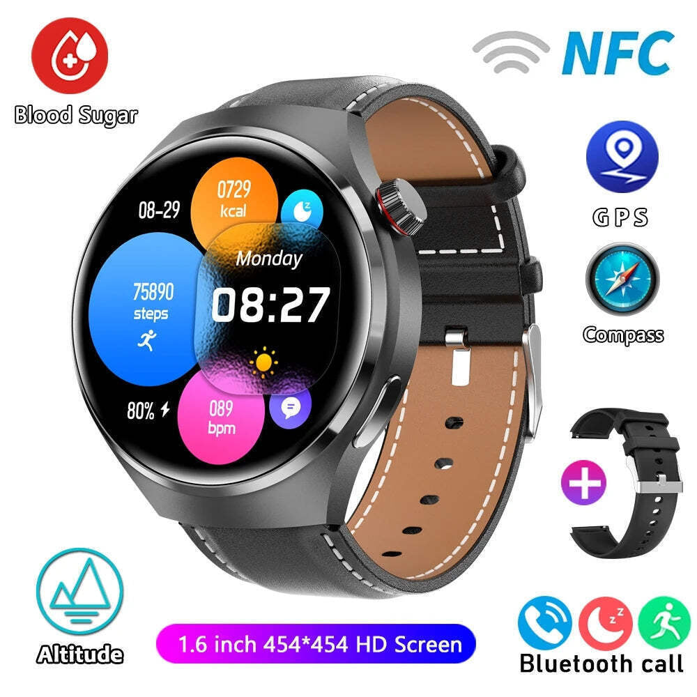 For HUAWEI GT4 Pro GPS NFC Smart Watch Men 360*360 AMOLED Screen Heart Rate Blue