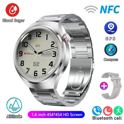 For HUAWEI GT4 Pro GPS NFC Smart Watch Men 360*360 AMOLED Screen Heart Rate Blue