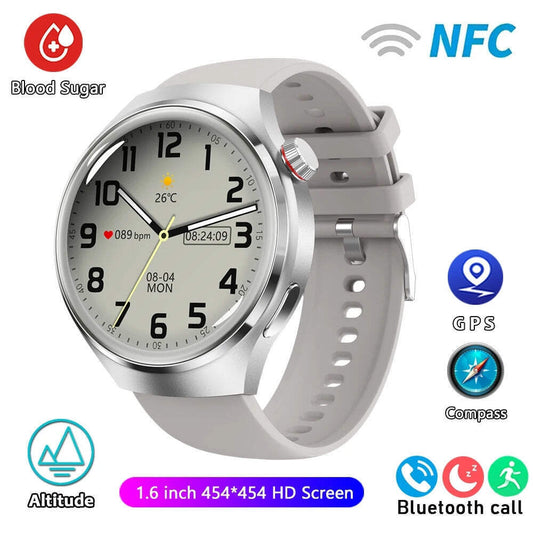 For HUAWEI GT4 Pro GPS NFC Smart Watch Men 360*360 AMOLED Screen Heart Rate Blue